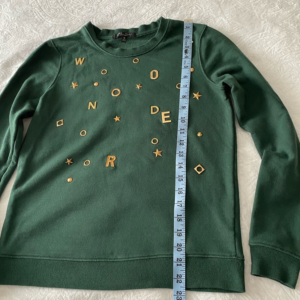 Gold letters WONDER Green Sweatshirt - Picture 3 of 9